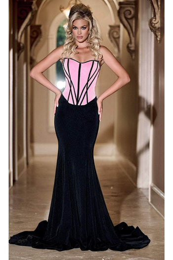 Portia and Scarlett PS24289 -long- Contrast Corset Prom Dress for a Striking Appearance - Black / 2 - Dress
