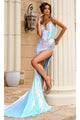 Portia and Scarlett PS24292 -long- Prom Dress with Jeweled High Slit - Blue / 00 - Dress