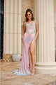 Portia And Scarlett PS24292 Mermaid Skirt Evening Gown With High Slit - PINK / 4 Dress