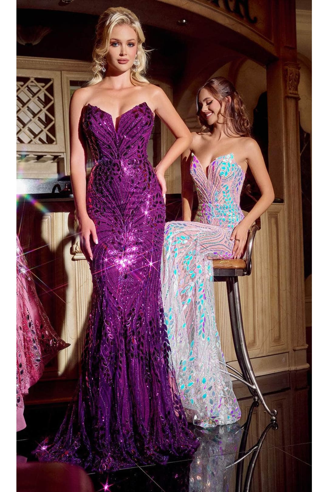 Portia and Scarlett PS24315 -long- Sequin Motif Prom Dress - Blush / 10 - Dress