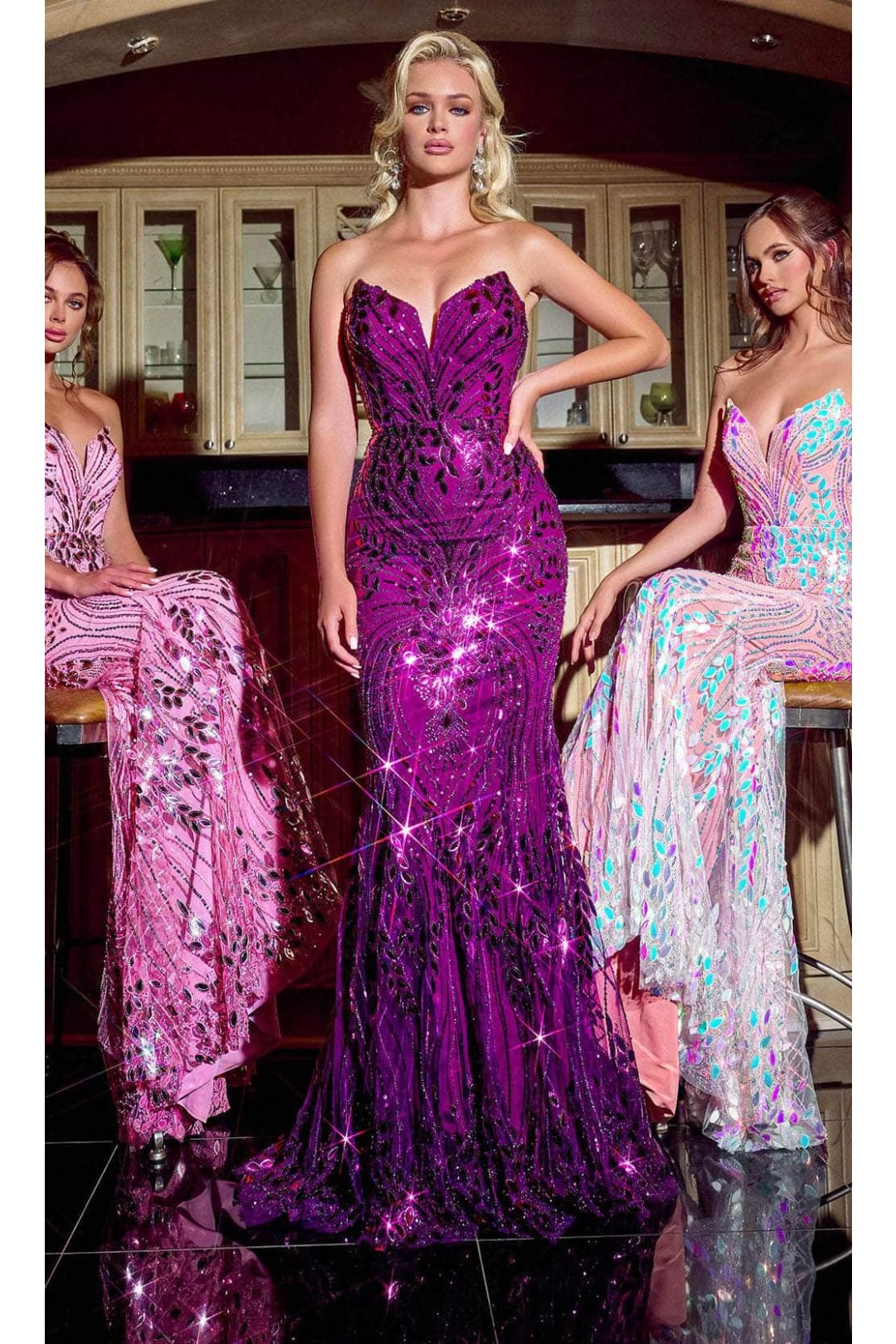 Portia and Scarlett PS24315 -long- Sequin Motif Prom Dress - Blush / 12 - Dress
