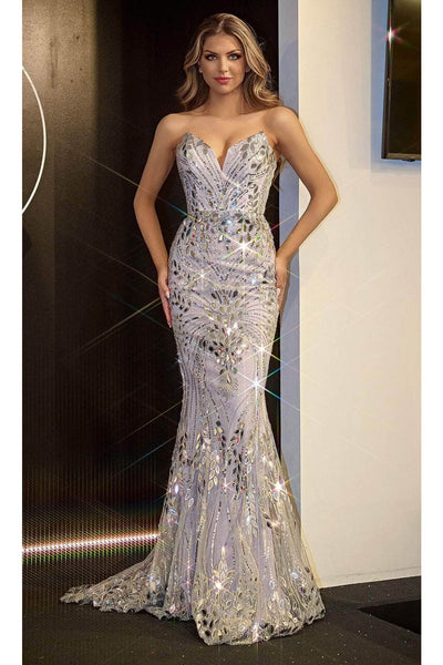 Portia and Scarlett PS24315 -long- Sequin Motif Prom Dress - Blush / 14 - Dress