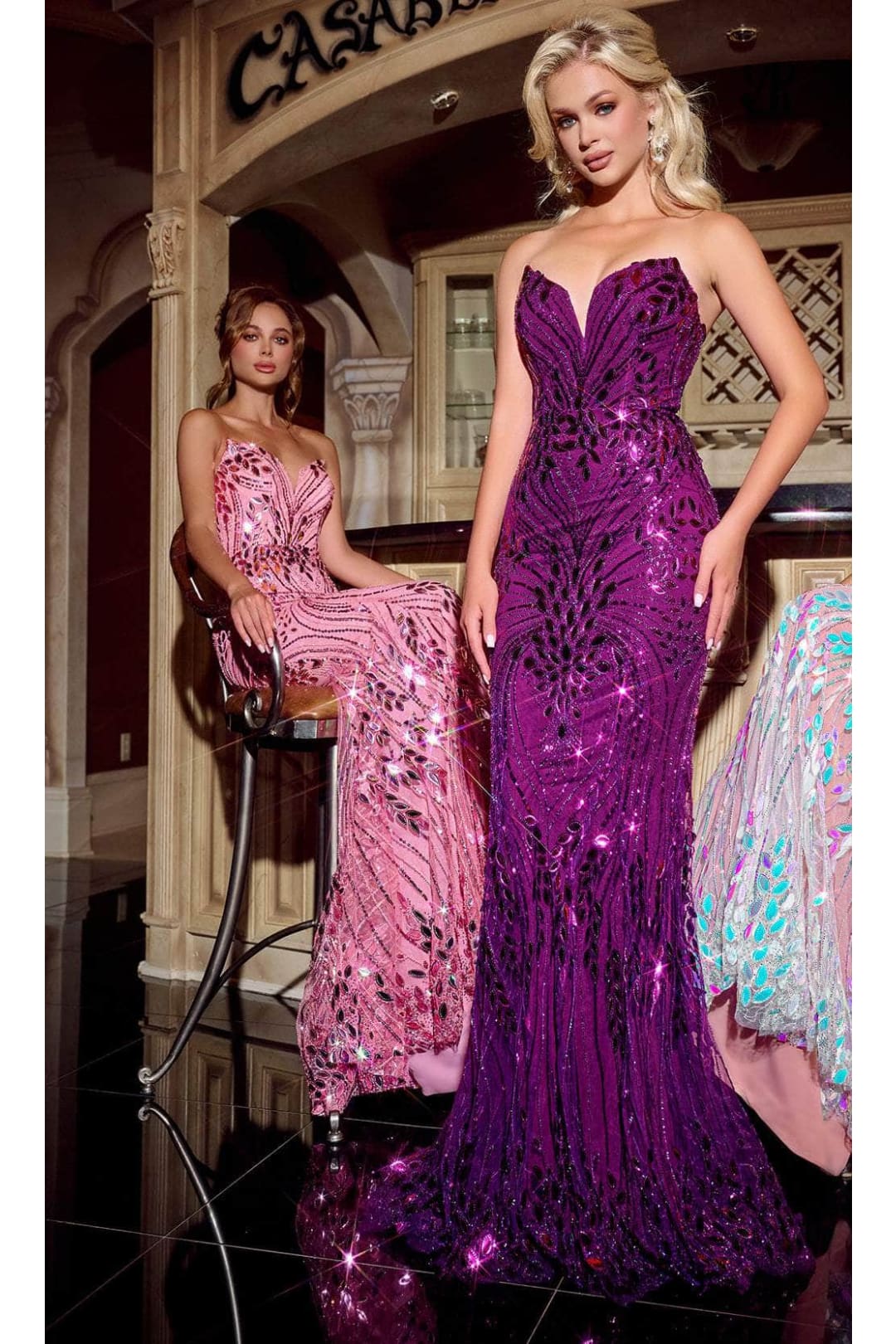 Portia and Scarlett PS24315 -long- Sequin Motif Prom Dress - Blush / 6 - Dress