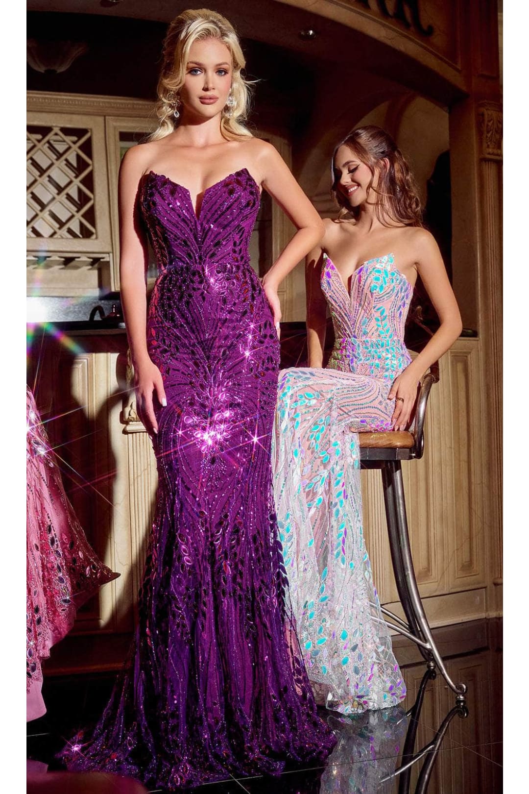 Portia and Scarlett PS24315 -long- Sequin Motif Prom Dress - Blush / 8 - Dress