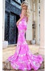 Portia and Scarlett PS24317 - long-Mermaid Prom Gown with Plunging Sweetheart Neckline - Pink-Multi / 4 - Dress