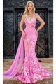 Portia and Scarlett PS24340 -long- Strapless Beaded Prom Gown - Pink-Multi / 00 - Dress