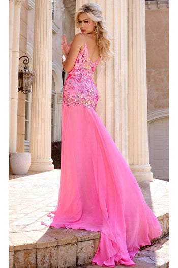 Portia and Scarlett PS24342 -long- Sleeveless Sequin Prom Dress - Pink-Multi / 18 - Dress