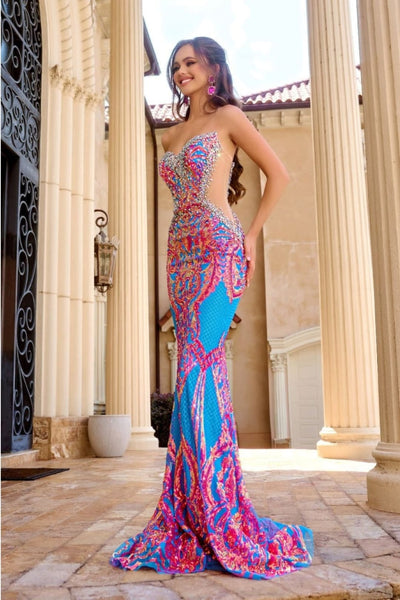 Portia And Scarlett PS24345 Sequin Embellished Mermaid Prom Dress - Multicolor / 14