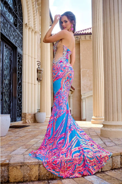 Portia And Scarlett PS24345 Sequin Embellished Mermaid Prom Dress - Multicolor / 14