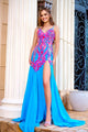 Portia and Scarlett PS24346 Sleeveless Sequin Embellished Mermaid Gown - Blue/Pink / Dress
