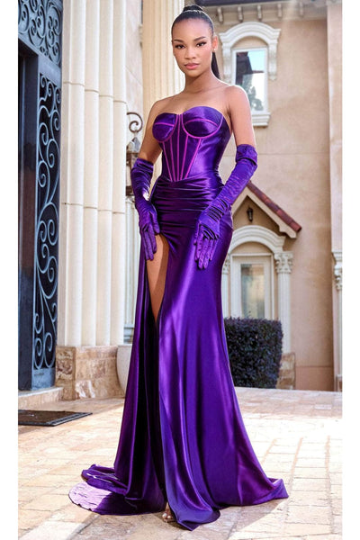 Portia and Scarlett PS24402 -long- Sweetheart Side Drape Prom Gown - Navy / 2 - Dress