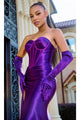 Portia and Scarlett PS24402 -long- Sweetheart Side Drape Prom Gown - Navy / 6 - Dress