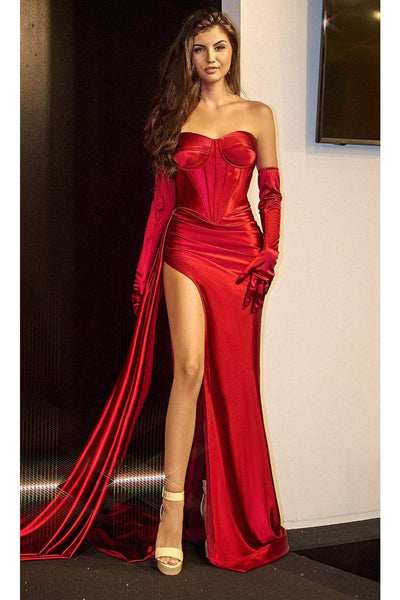 Portia and Scarlett PS24402 -long- Sweetheart Side Drape Prom Gown - Navy / 8 - Dress