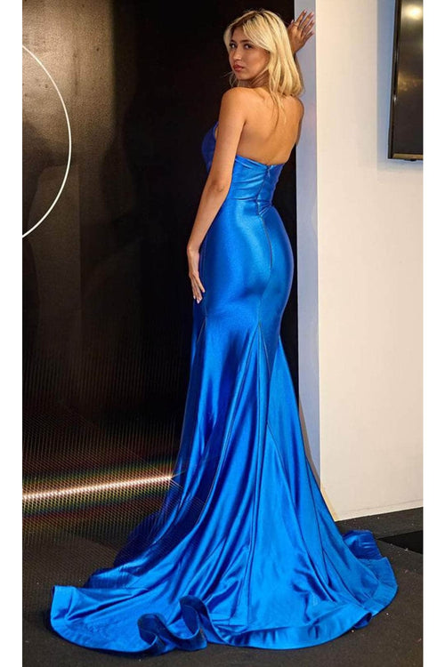 Portia and Scarlett PS24404X -long- Mermaid Prom Gown with Deep V-Neck - Cobalt / 18 - Dress