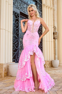 Portia And Scarlett PS24409 Ruffled Spaghetti Strap Evening Prom Gown - Dress