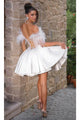 Portia and Scarlett PS24417 - short-Corset Cocktail Dress with Lace Details - Dress