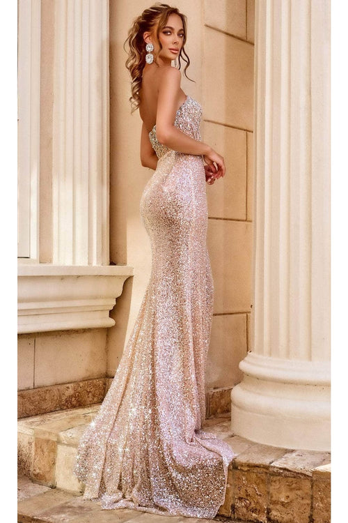 Portia and Scarlett PS24503 - long- Evening Gown with Jewel Embellishments - Red / 4 - Dress