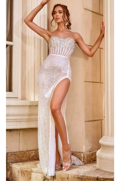 Portia and Scarlett PS24503 - long- Evening Gown with Jewel Embellishments - Red / 8 - Dress