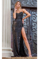 Portia and Scarlett PS24503 -long- Jeweled Sweetheart Prom Dress - Black / 00 - Dress