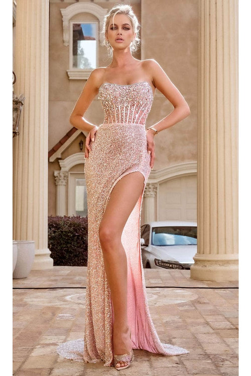 Portia and Scarlett PS24503 -long- Jeweled Sweetheart Prom Dress - Black / 12 - Dress