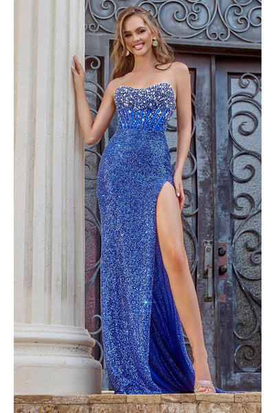 Portia and Scarlett PS24503 -long- Jeweled Sweetheart Prom Dress - Black / 8 - Dress