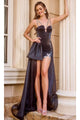 Portia and Scarlett PS24509X -high-low- Prom Gown with Dual Straps and Overskirt - Black / 00 - Dress