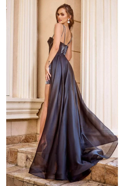 Portia and Scarlett PS24509X -high-low- Prom Gown with Dual Straps and Overskirt - Black / 18 - Dress