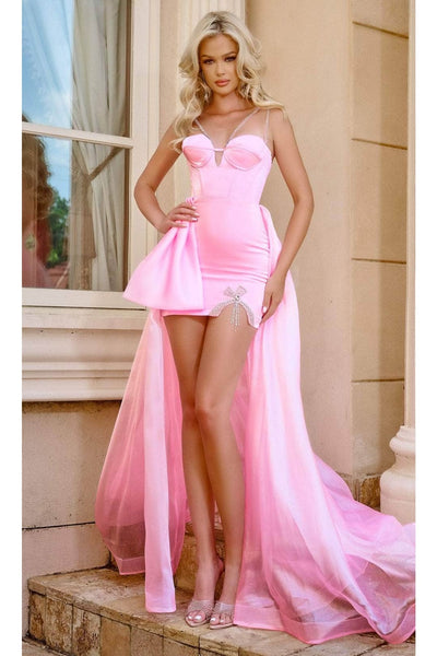 Portia and Scarlett PS24509X -high-low- Prom Gown with Dual Straps and Overskirt - Black / 24 - Dress