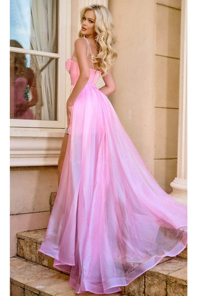 Portia and Scarlett PS24509X -high-low- Prom Gown with Dual Straps and Overskirt - Hot-Pink / 00 - Dress