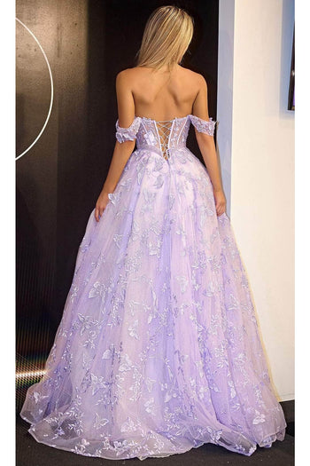 Portia and Scarlett PS24513X -long- Prom Dress with Butterfly Motif - Light-Blue / 4 - Dress