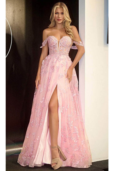 Portia and Scarlett PS24513X -long- Prom Dress with Butterfly Motif - Light-Blue / 6 - Dress