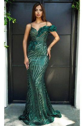 Portia and Scarlett PS24517E -long- Leaf AppliquÃ©d Sheath Evening Gown