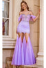 Portia and Scarlett PS24519 -long- Off Shoulder Prom Dress Adorned with Beaded Details - Blue / 2 - Dress