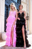 Portia And Scarlett PS24520 Beaded Evening Gown With High Slit - PINK / 2 Dress