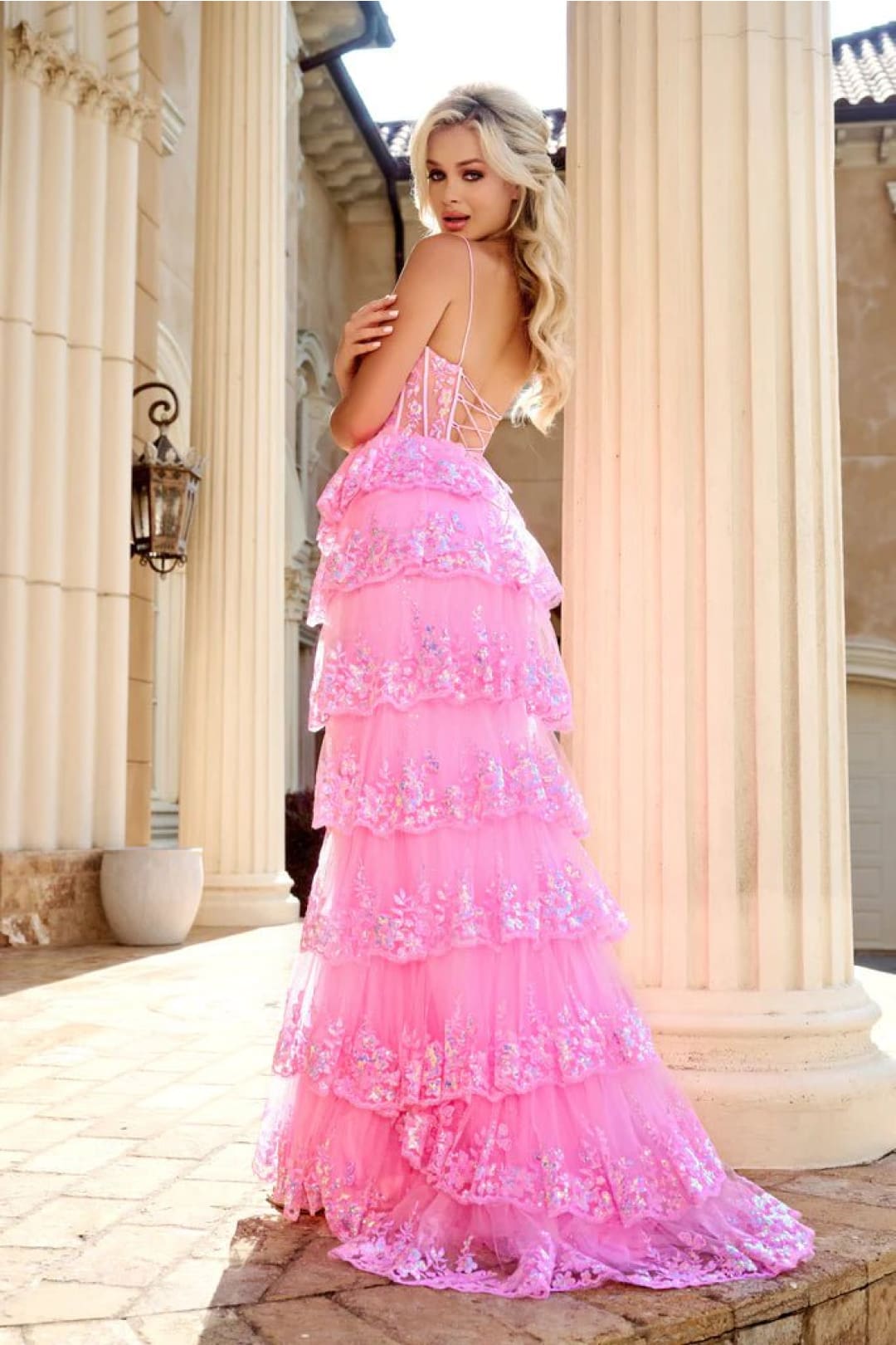 Portia and Scarlett PS24520 - long-Tiered Corset Prom Dress - Blue / 00 - Dress