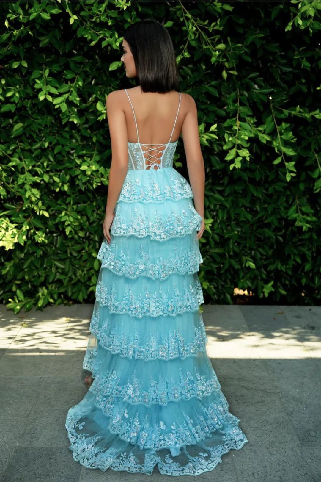 Portia and Scarlett PS24520 - long-Tiered Corset Prom Dress - Blue / 6 - Dress