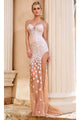 Portia and Scarlett PS24522 -long- Sheath Prom Dress with Illusion Features - Champagne / 00 - Dress