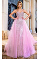 Portia and Scarlett PS24529 -long- Strapless Prom Gown with Embellishments - Pink / 00 - Dress