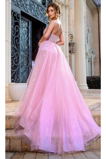 Portia and Scarlett PS24529 -long- Strapless Prom Gown with Embellishments - Pink / 18 - Dress