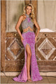 Portia and Scarlett PS24613 Choker Neck Embellished Red Carpet Gown - PURPLE / Dress