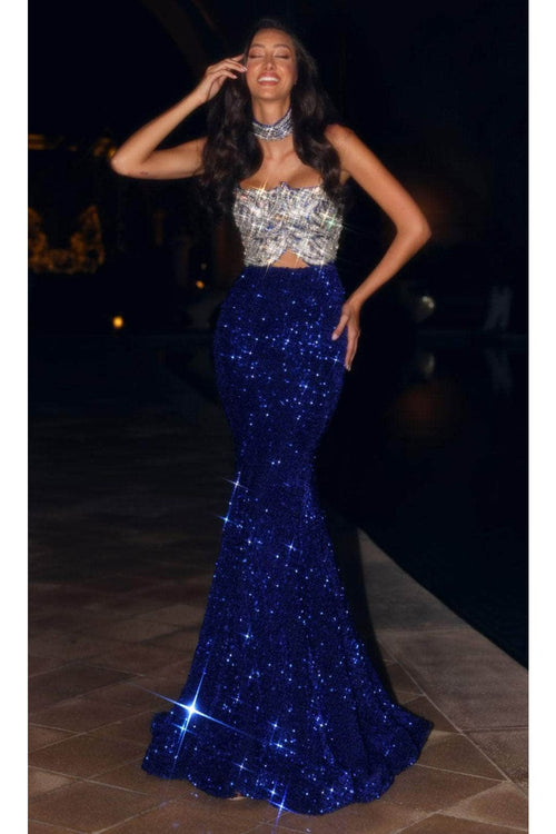 Portia and Scarlett PS24614 -long- Sparkly Mermaid Evening Gown that Shimmers with Every Move - Black / 4 - Dress