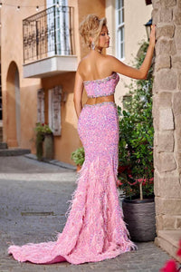 Portia and Scarlett PS24630 -long- Two-Piece Beaded Gown - Pink / 18 - Dress