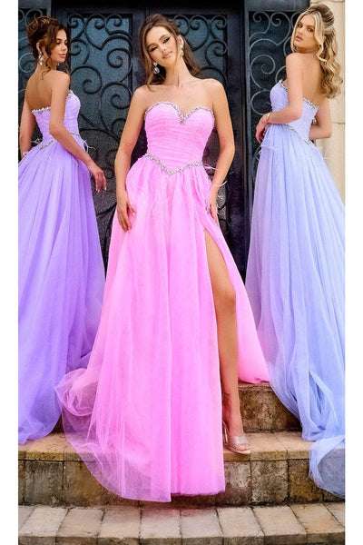 Portia and Scarlett PS24632 -long- Strapless Prom Gown with Beaded Trim - Lilac / 10 - Dress