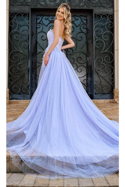 Portia and Scarlett PS24632 -long- Strapless Prom Gown with Beaded Trim - Lilac / 14 - Dress