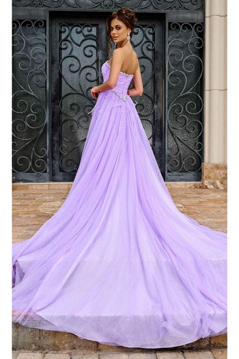 Portia and Scarlett PS24632 -long- Strapless Prom Gown with Beaded Trim - Lilac / 2 - Dress