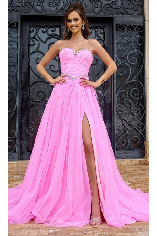Portia and Scarlett PS24632 -long- Strapless Prom Gown with Beaded Trim - Lilac / 6 - Dress