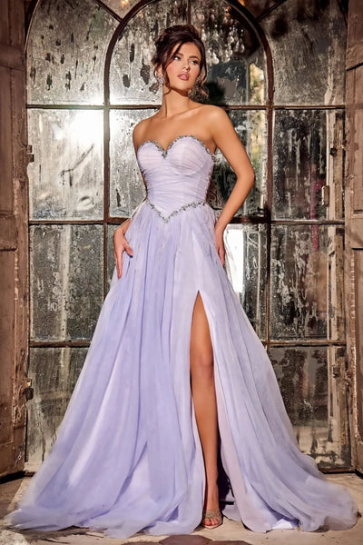 Portia And Scarlett PS24632 Ruched Corset Sweetheart High Slit Gown - Dress