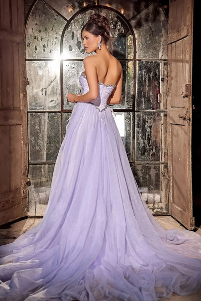 Portia And Scarlett PS24632 Ruched Corset Sweetheart High Slit Gown - Dress