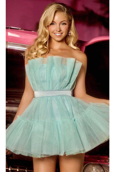Portia and Scarlett PS24670 - Strapless A-Line Homecoming Dress for a Classic Touch - Light Blue / 00 - Dress