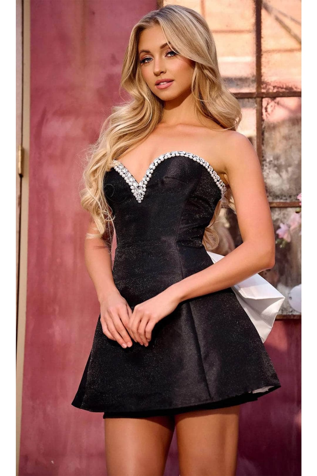 Portia and Scarlett PS24671 -short- Sweetheart Cocktail Dress with Jewels - Black / 10 - Dress